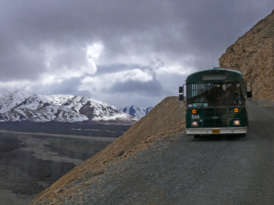 This bus had to pull over right to the side for us - scarry, our turn would come on the way back!