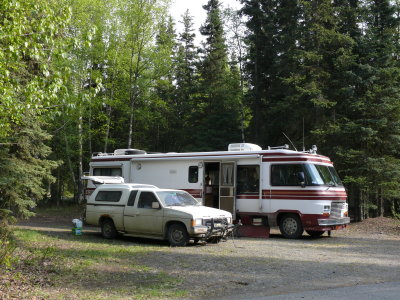 The RV and the truck that has seen lots of miles