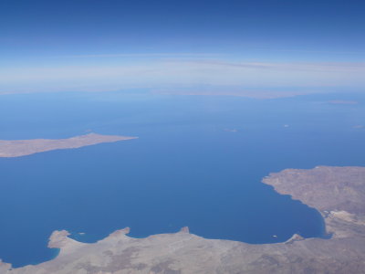 Flying past the tip of the Baja, just over Mexico