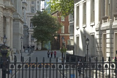 # 10 Downing Street is right thru that gate - the media is camped out on the doorstep