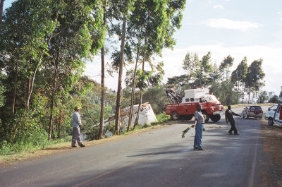 Oh no! It's a crashed Tusker beer truck!!