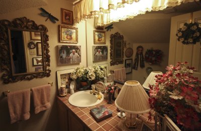 The downstairs powder room