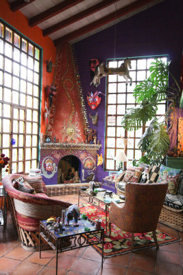 Light floods this colorful room.  It has a warm, welcoming feel.