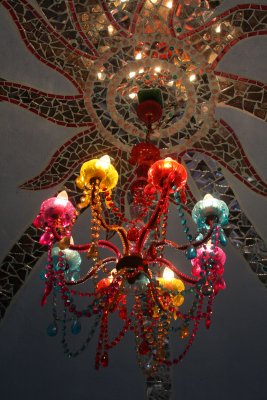 The chandelier...
