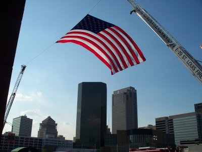 The big Flag outside the Stadium