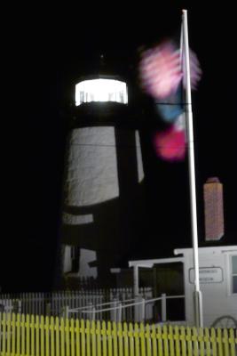 Pemaquid Point Lighthouse in Maine USA at Night While On Duty