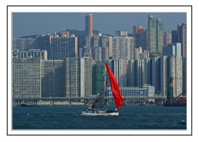  Red Sail Against Skyscrapers