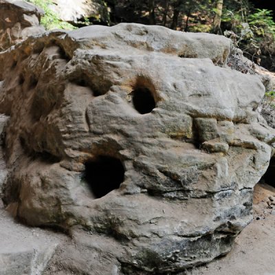 The cave is protected by a sandstone ghost.