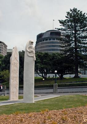 Maori Art at Entrance to Seat of Government
