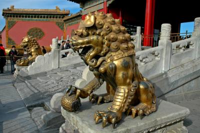 Bronze Lions on Guard