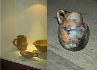 A compraison of an old pitcher in the museum and Mariela's more modern rendition.