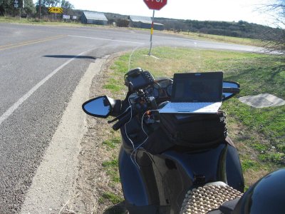 Forgot to load my maps into the GPS. Had to stop on the side of the road and load them with my Netbook