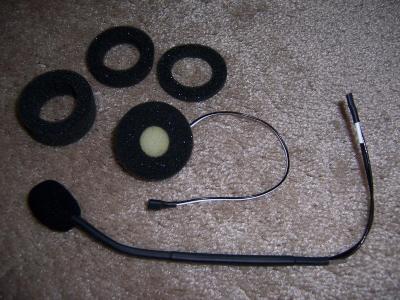 Boom mic, and standard mic shown with foam spacers