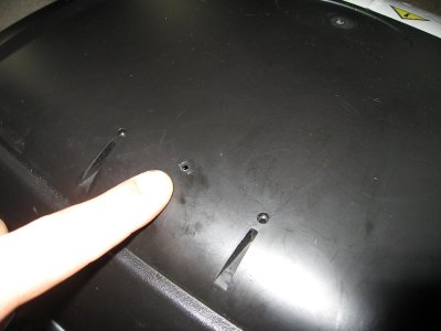 5/32 inch hole in top between document holder screw mounting holes