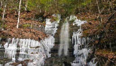 Mini falls from melting ice and snow