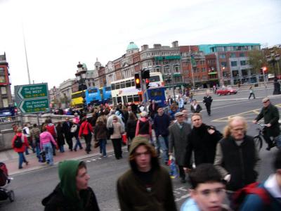 A blur of pedestrians