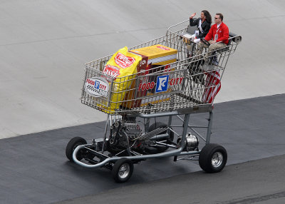THE WORLD'S MOST POWERFUL GROCERY CART ROLLS AROUND THE BRISTOL TRACK