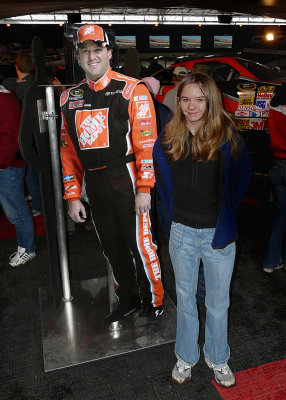 OUR GRANDDAUGHTER WITH A CARDBOARD (AND SLIGHTLY ASKEW) TONY STEWART