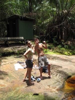 v n me by the waterfall pool