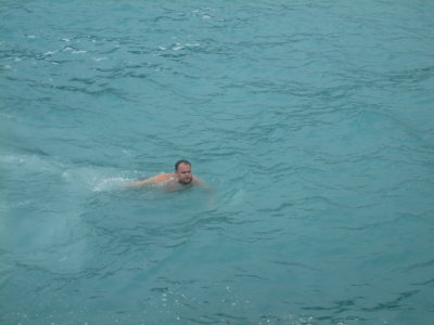 jumped off cliff, great swim!