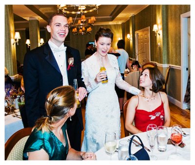 Bride and Groom Mingle with the Guests