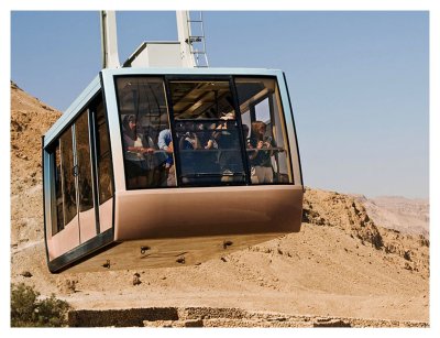 Riding the Lift up to the Top of Masada