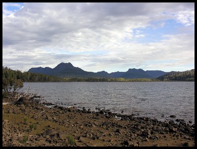 Mount Gould from the shore of Lake St Clair