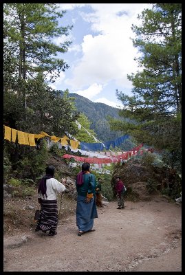 Bhutanese women returning after a pilgramage to the monastery