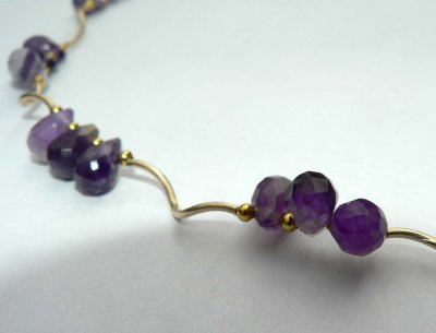 Amethyst Briolettes Gold Necklace
