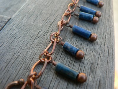 Antiqued Blue Dangle Bracelet