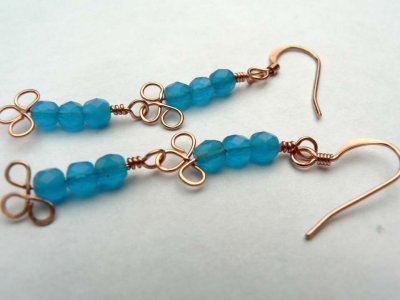Blue Dew Drops Copper Earrings