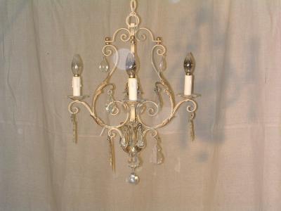 227 french iron and crystal chandelier.JPG