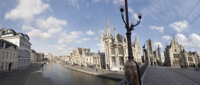 ghent, the Graslei, panorama