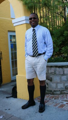Mr Nelson in Bermuda shorts