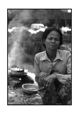 Lady with cooking pot, Cambodian countryside