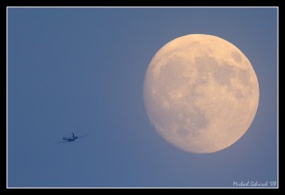 Moonrise over Boston, Logan Airport