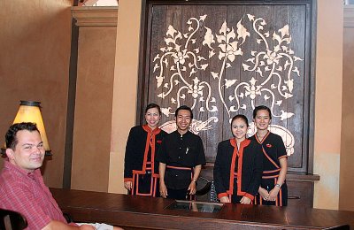 Thomas with the hotel staff