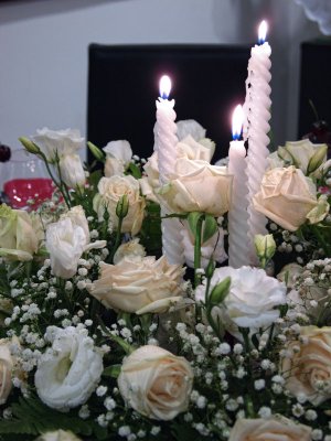 Candles in Flower Arrangement