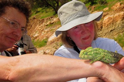 Cris and Jane with a Chameleon