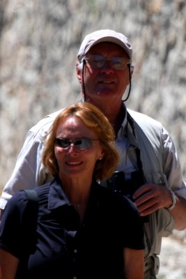 John and Carol in Trujillo watching at some birds while enjoying the historical town