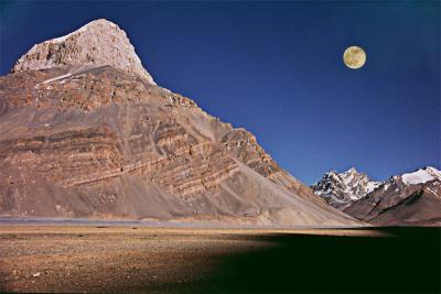 Moon and. Mt. Rupshu