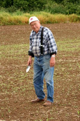 Ginny's Dad Checking the Duck Lake Planting