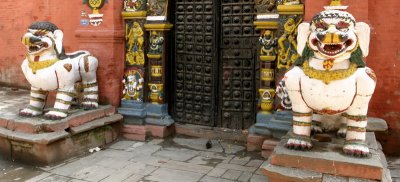 Guarding the temple door near Durbar.
