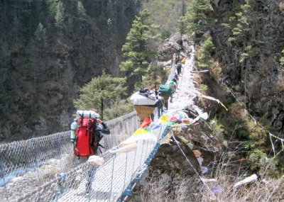 Suspension bridge below Namche Bazaar