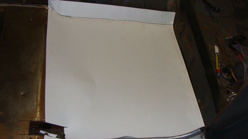 Making a template for the left rear floor pan out of poster board