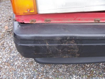 Tree impact area on front bumper