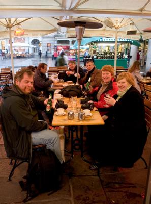 Sheltering from the rain.