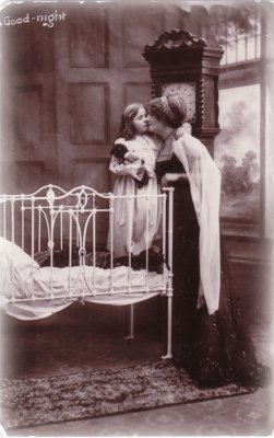 Goodnight Mum  Real Photo postcard original!
