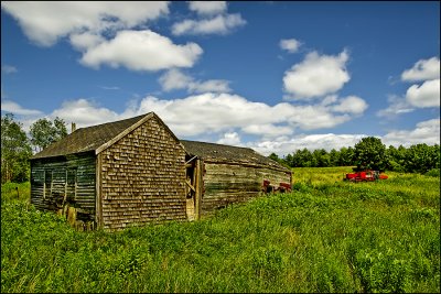 Farm Building & Red Truck, Tenants Harbor Maine