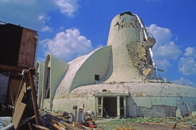 (METE78) Back side of St. Mary's Church, Plainfield F5 Tornado, Plainfield, IL